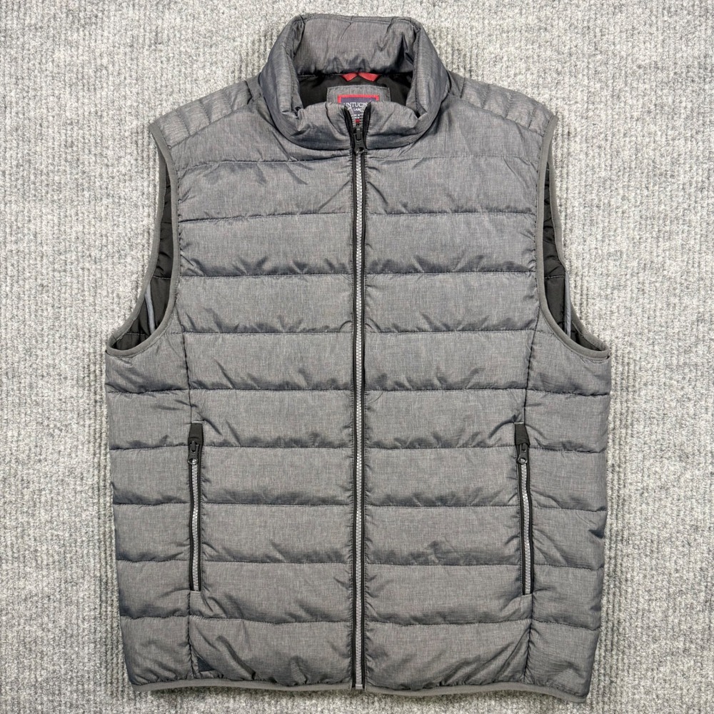 UNTUCKit Mens Gray Quilted Puffer Vest Full Zip Lightweight Size Large L - Picture 2 of 11